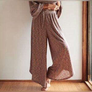 Anthropologie Daily Practice Space Dye Multicolor Wide Leg Flounce Pants Small